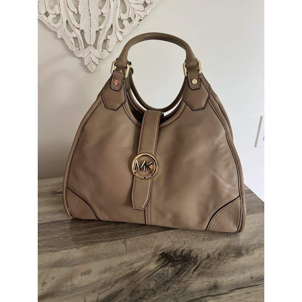 Michael Michael Kors Large Hudson Hobo Shoulder Bag Brown Leather Tote - Picture 2 of 15